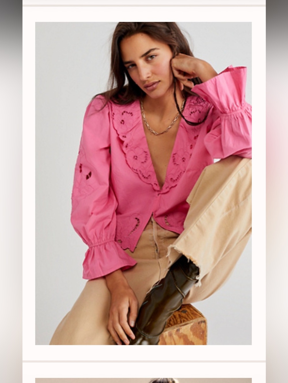Free People - Maisie Cutwork Top in Pink